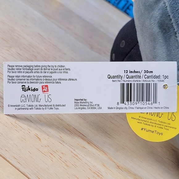 Among Us Black Plague Doctor Crow w/ Top Hat Crewmate 12" Official Plush Toikido - Picture 8 of 9